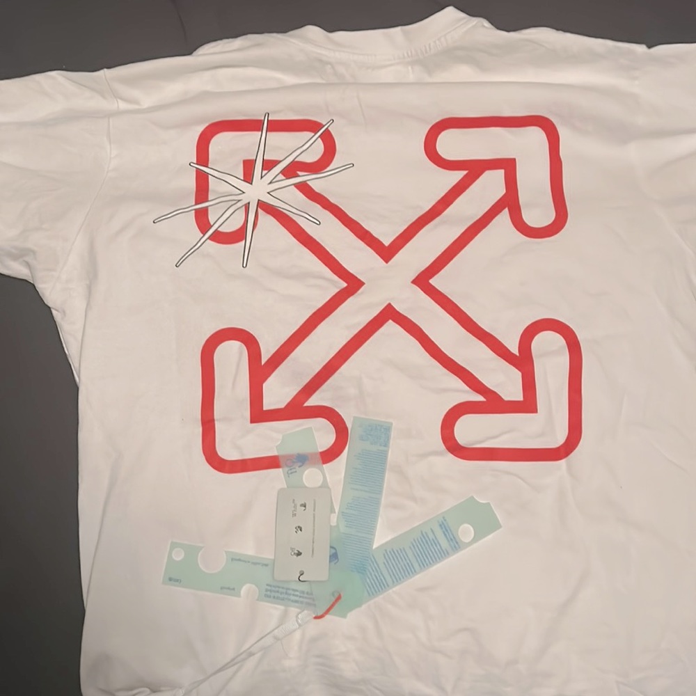 Red and White Star-Strike Off-White Shirt